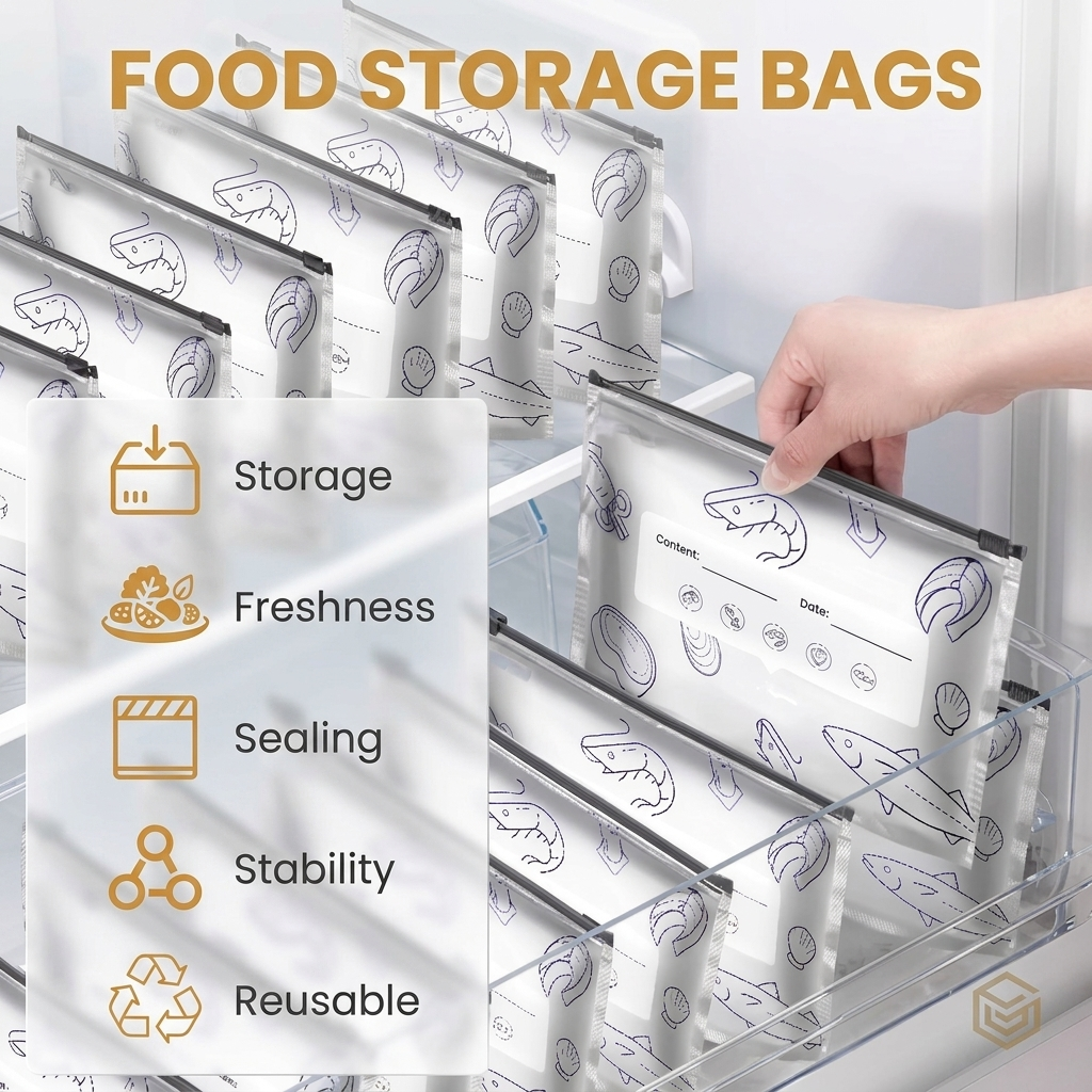 Reusable Foil Zip Lock Vacuum Food Storage Bag (Pack of 20)