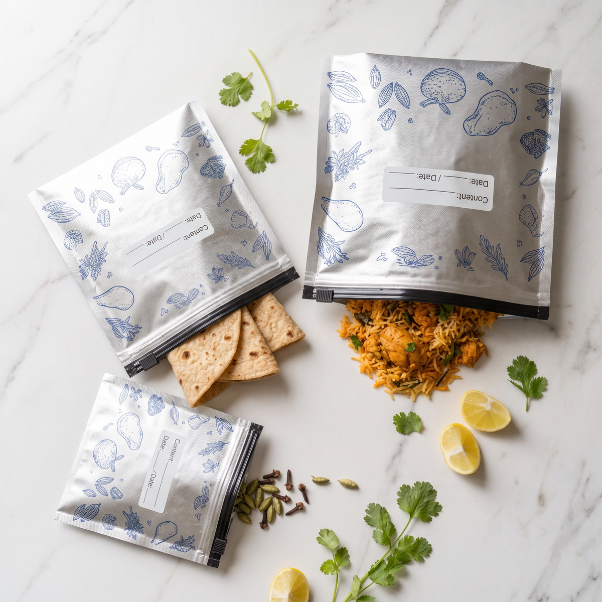 Reusable Foil Zip Lock Vacuum Food Storage Bag (Pack of 20)